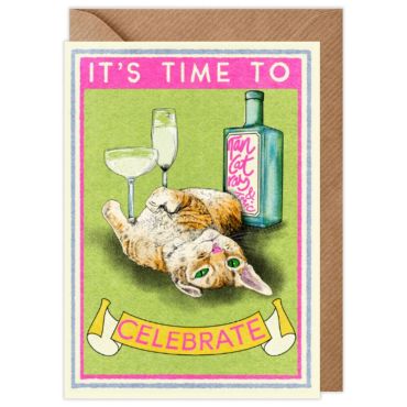Drunk Cat It's Time To Celebrate Birthday Card