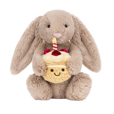 Jellycat Bashful Beige Bunny 'Birthday'