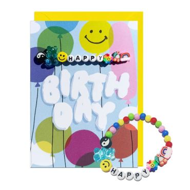 Jolly Awesome Friendship Bracelet Card - Happy Birthday Balloons