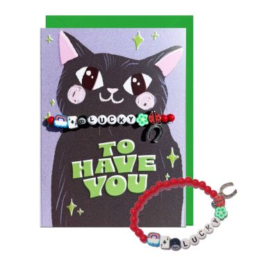Jolly Awesome Friendship Bracelet Card - Lucky Black Cat