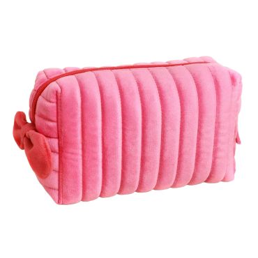 Lisa Angel Pink and Red Velvet Bow Makeup Bag