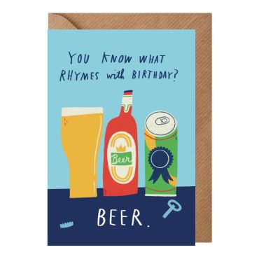 Rhymes With Beer Birthday Card