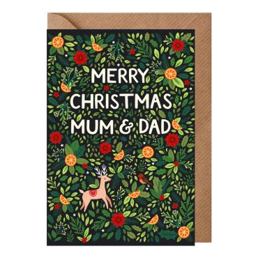 Mum & Dad Foliage Christmas Card