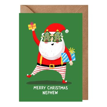 Nephew Santa Christmas Glasses Card