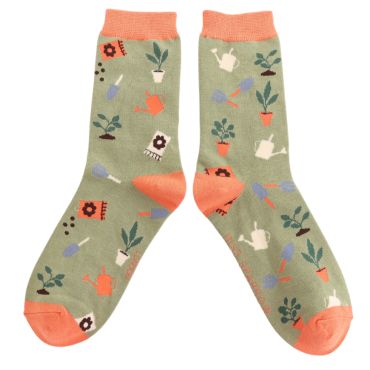Miss Sparrow In The Allotment Moss Socks