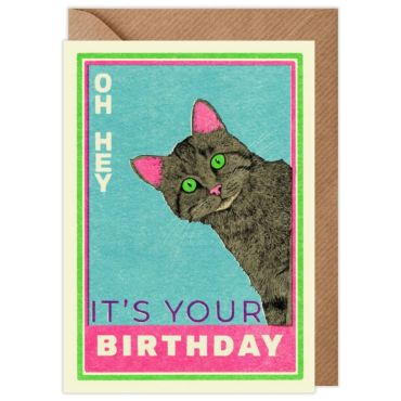 Black Cat Oh Hey It's Your Birthday Card