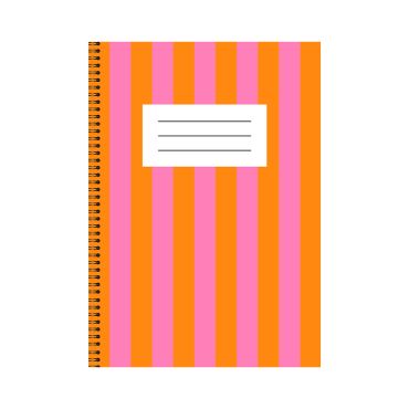 Orange & Pink Stripe A5 Notebook