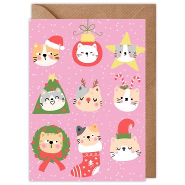Pink Cats Christmas Card