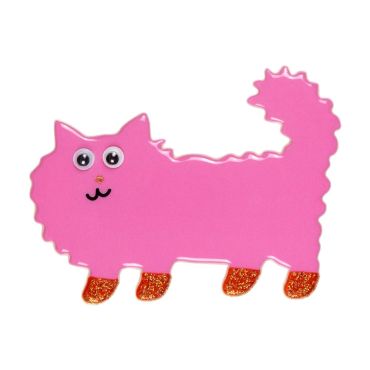 Greeting Life Puffy Toy Sticker - Pink Cat Red Socks