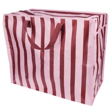 Rex London Striped Jumbo Storage Bag - Pink & Brown