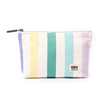 ROKA London Maida Vale Makeup Bag - Pastel Multi Stripe