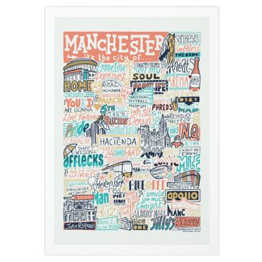 Manchester Landmarks Colour A3 Print