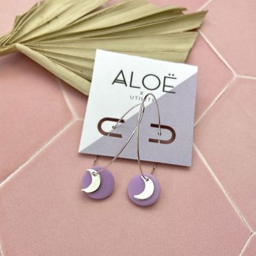 Aloe X Utility Silver Plated Lilac Moon Hoops