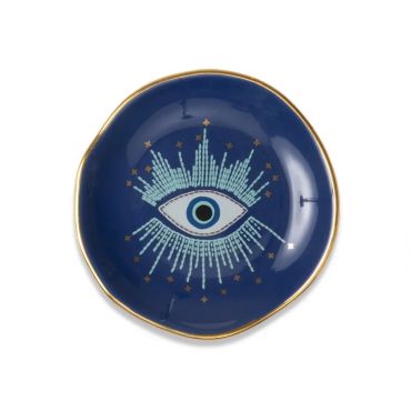 Blue Starry Eyed Round Trinket Dish