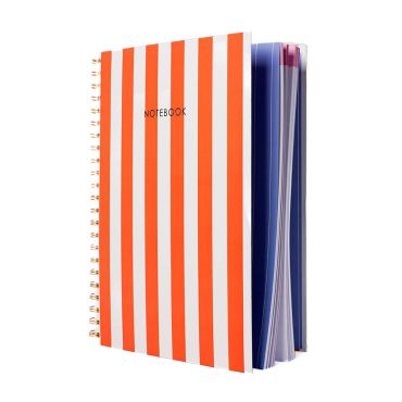 Red Breton Stripes A4 Spiral Notebook