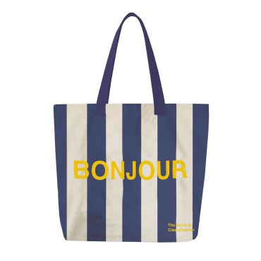 The General Classification Bonjour Striped Tote Bag - Natural & Navy