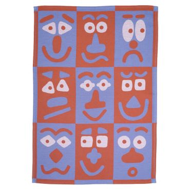 Wrap Tea Towel - Making Faces - Blue / Brown