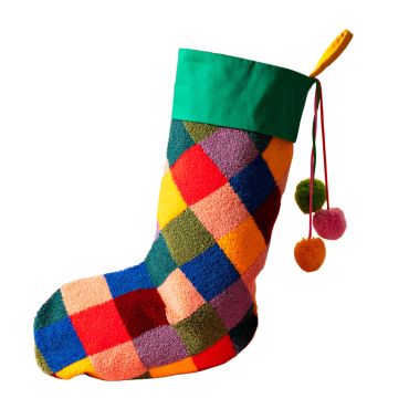Raspberry Blossom Stocking - Checkered