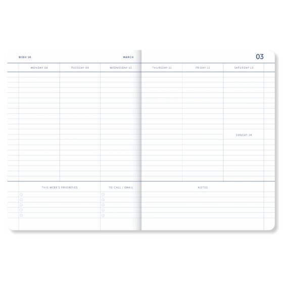 A-Journal School Diary 2026-2027 - Blue Stripes