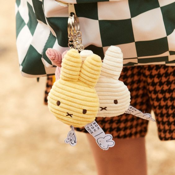 Bon Ton Toys x Miffy Head Corduroy Keyring - Buttercream