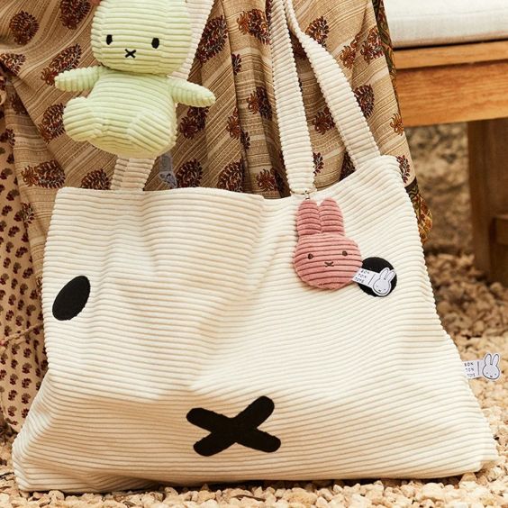 Bon Ton Toys x Miffy Head Corduroy Keyring - Dusty Rose