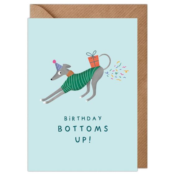 Birthday Bottoms Up! Greyhound Birthday Card