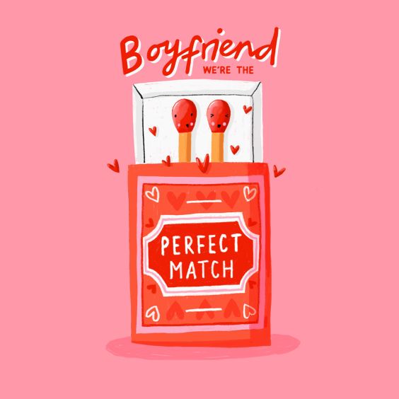 Boyfriend Perfect Match Valentines Card