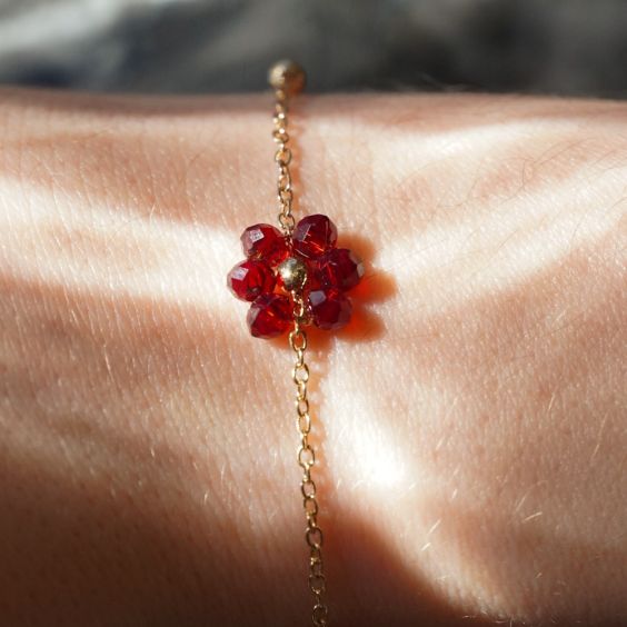 Flower Friendship Bracelet - Burgundy
