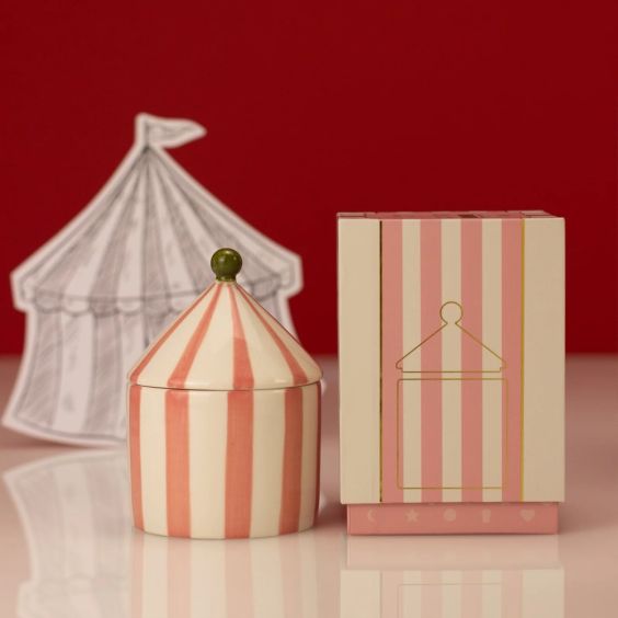 Zesty Lemons Carnival Pink Stripe Candle Fig & Neroli - Illusionist