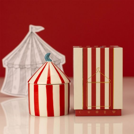 Zesty Lemons Carnival Red Stripe Candle Plum & Pomegranate - Ringmaster