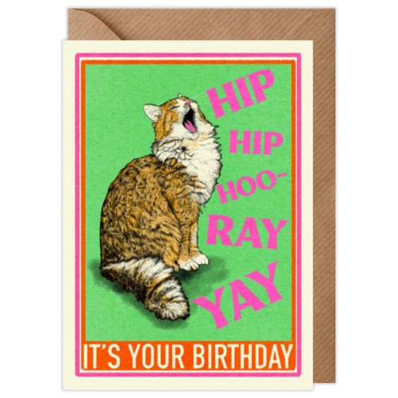 Cat Hip Hip Hooray Birthday Card