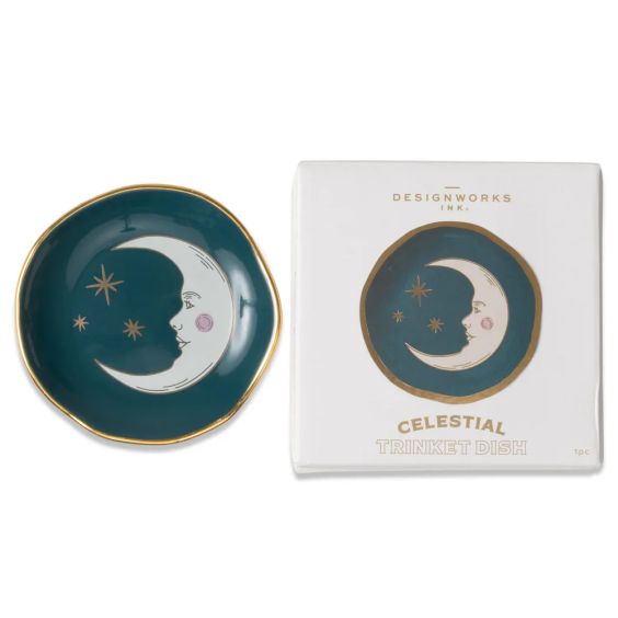 Teal Moon Round Trinket Dish