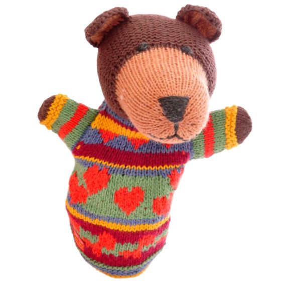 ChunkiChilli Brown Bear Knitted Hand Puppet