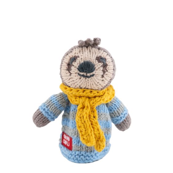 ChunkiChilli Sloth Yellow Scarf Knitted Finger Puppet