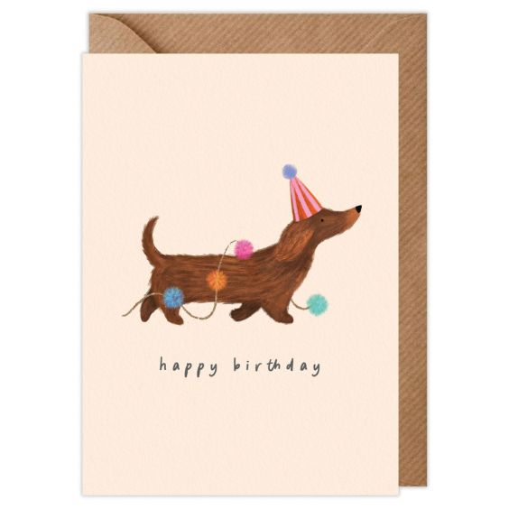 Dachshund Party Hat Birthday Card