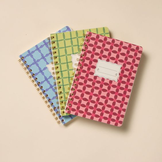 Designworks Ink Tulip A5 Twin Wire Notebook - Green Lattice