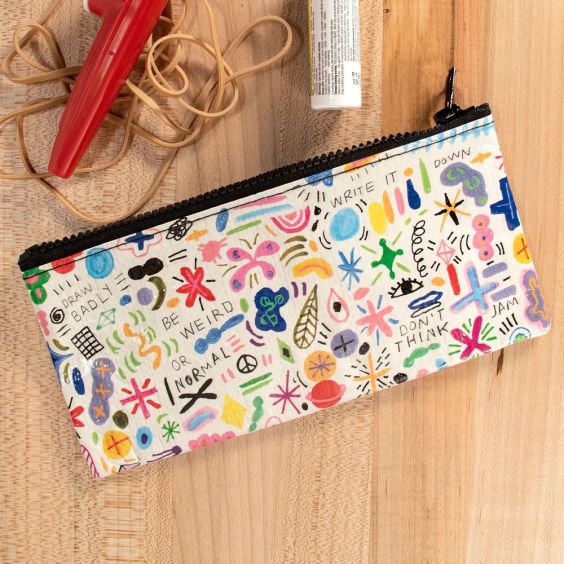 Blue Q Pencil Case Doodle Party
