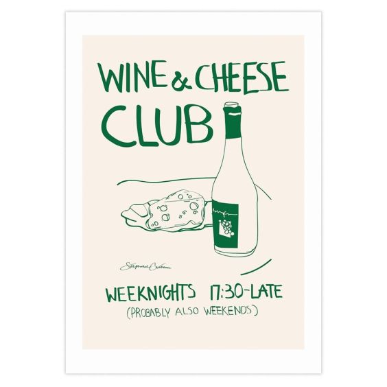 East End Prints Wine & Cheese Club A3 Print