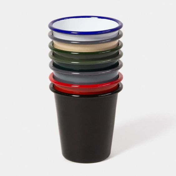 Falcon Enamelware Tumbler 310ml - White with Blue rim