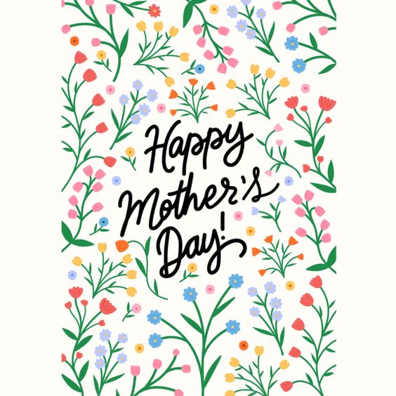Floral White Mother's Day Card