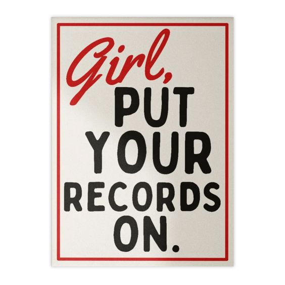 Blue Iris Girl Put Your Records On A4 Print