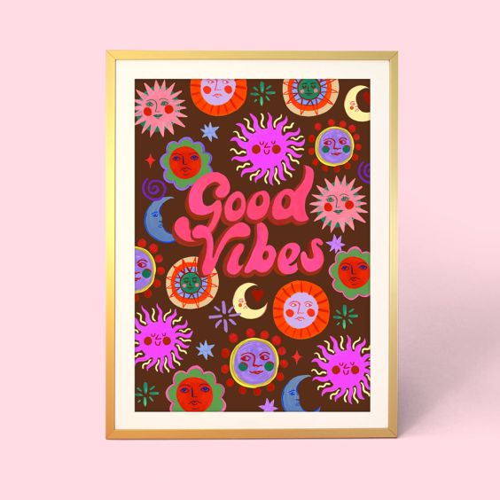 Eleanor Bowmer Good Vibes Sunshine A4 Print