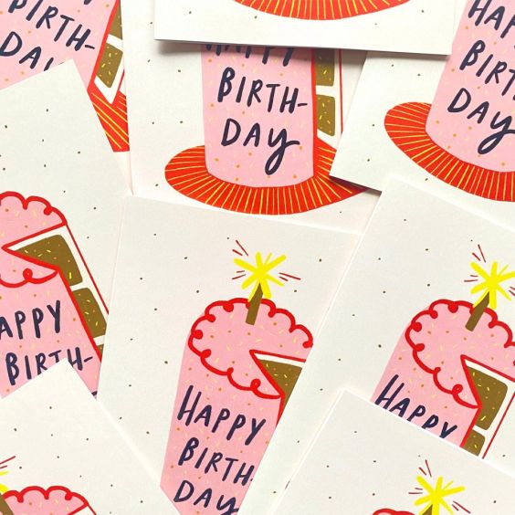 Pink Birthday Cake Birthday Card