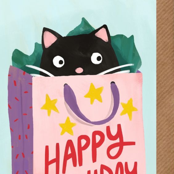 Cat Bag Birthday Card