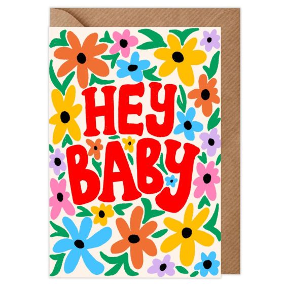 Hey Baby Flowers New Baby Card