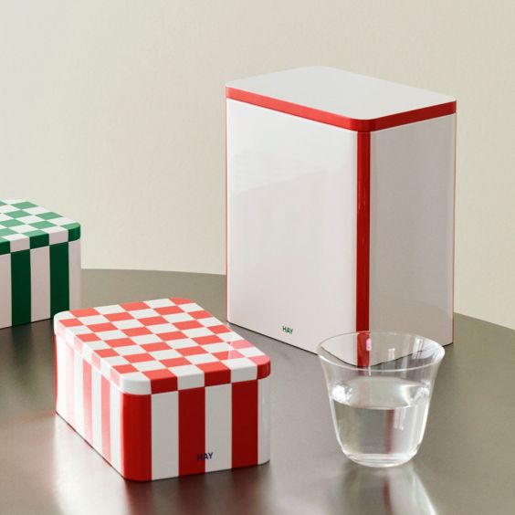 HAY Tin Container - Large Off-White and Red