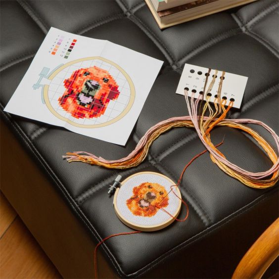 Kikkerland Mini Cross Stitch Kit - Dog
