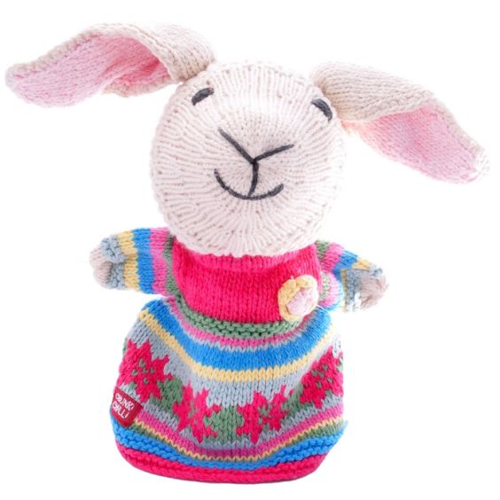 ChunkiChilli Lamb Patterned Dress Knitted Hand Puppet