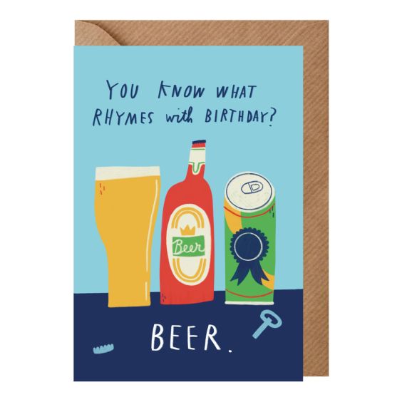Rhymes With Beer Birthday Card