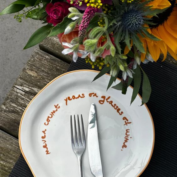 MAEGEN Statement Plate - Never Count Years or Glasses of Wine